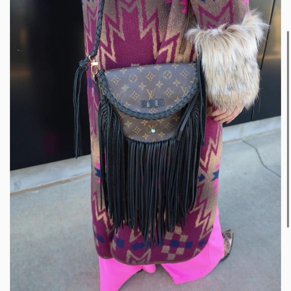 Louis Vuitton Brown Monogram Crossbody Bag with Fringe